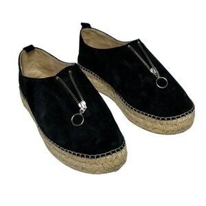 Unity In Diversity Black Baufine Espadrilles Leather Upper Zipper Top Size 41